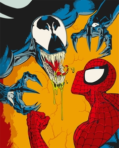 Картины по номерам Marvel Adults Веном и Человек-паук MA015