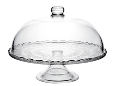 Блюдо для торта с крышкой стекло D29см H20см 4764 Коралл