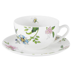 Чашка чайная с блюдцем Anna Lafarg Emily Provence 250 мл, фарфор костяной, п/к