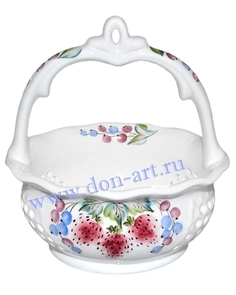 Конфетница "Корзиночка" (Ягодная) Семикаракорская керамика ручная роспись
