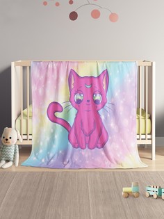 плед Ambesonne "Кот на радуге" (велсофт) , 130x180 см