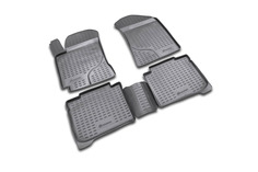 Коврики в салон KIA Cerato 2004-2009, 4 шт. (полиуретан, серые) Element