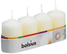 Свечи декоративные Bolsius белые 4 шт