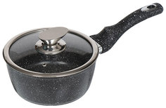 Ковш антипригарный с крышкой Daniks Олимп CAS-1817-BLM 1.7 л черный мрамор