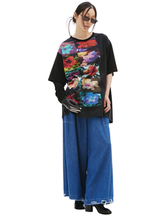 Футболка с цветочным принтом Yohji Yamamoto