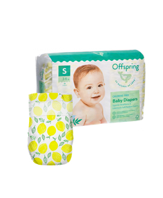 Offspring подгузники, S 3-6 кг. 48 шт. расцветка Лимоны