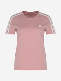 Футболка женская adidas Loungewear Essentials Slim 3-Stripes, Розовый, размер 42-44