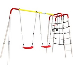 Детский спортивный комплекс Romana D2 + ПЛАСТИКОВЫЕ качели 103.32.04 (белый,красный,желтый)