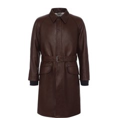 Кожаный плащ с меховой подкладкой Lanvin