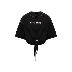 Хлопковая футболка Miu Miu