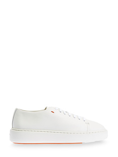 Базовые белые кеды из матовой кожи Santoni