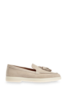 Лоферы из бархатистой замши с кисточками в тон Santoni