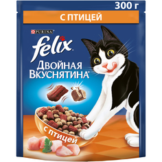 Сухой корм для кошек Felix Двойная вкуснятина, домашняя птица, 0,3кг