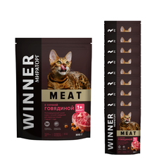 Сухой корм для кошек Winner Meat, говядина, 10шт по 300г