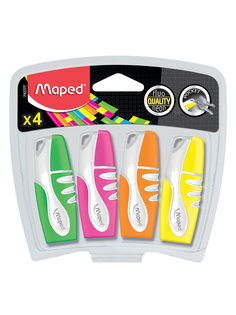 Набор текстовыделителей FLUO PEPS POCKET, пишущий узел 1-5мм, 4 шт Maped