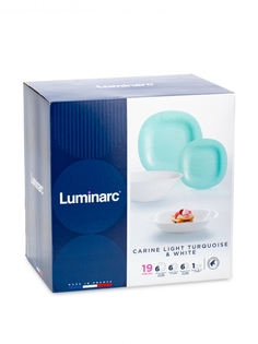 Столовый набор 19 предметов CARINE LIGHT TURQ/BLANC Luminarc