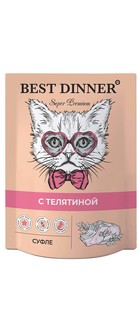 Влажный корм для кошек Best Dinner Мясные деликатесы, суфле с телятиной, 24шт по 85г
