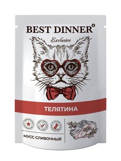 Влажный корм для кошек Best Dinner Exclusive, сливочный мусс с телятиной, 24шт по 85г