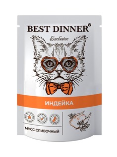 Влажный корм для кошек Best Dinner Exclusive, сливочный мусс с индейкой, 24шт по 85г