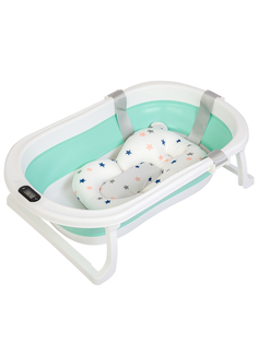 Детская ванночка зеленая Bombitto KIDS 76х47х10 с термометром и подушкой
