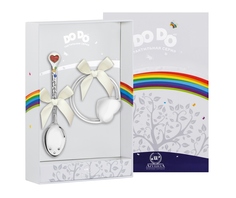 Набор детский Аргента DODO Сердечко ложка Сердечко с эмалью, погремушка Сердце на кольце