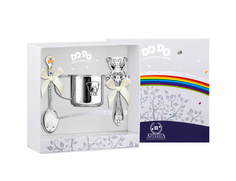 Набор Аргента Мишка-малыш с поз с эм кружка, ложка Медвежонок оранж, погремушка Медвежонок