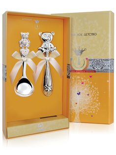 Набор для малышей АргентА "Медвежонок" (2 предмета Погремушка АргентА + ложка Мишутка)