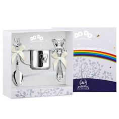 Набор для малышей АргентА Аргента "Мишка-малыш" (Погремушка АргентА+кружка+ложка)+футляр