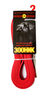 Поводок для собак Зооник капроновый с латексной нитью 2м* 20мм Красный