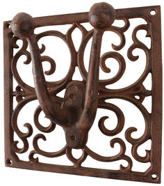 Вешалка чугунная с 2 крючками TG42, 6.5 x 17 x 17 см. Esschert Design