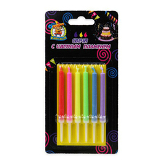 Свечи праздничные Дон Карнавал с цветным пламенем с подставками 6 шт