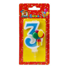 Свеча праздничная Дон Карнавал Веселый праздник Цифра 3