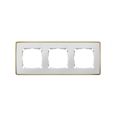 Simon 82 Detail Белый, основание золото Рамка 3-ая