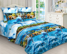 Простыня Mercury Home Дельфинчики 1.5 СП 145x214 Бязь