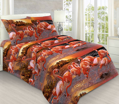 Простыня Mercury Home Фламинго в пустыне 1.5 СП 145x214 Бязь