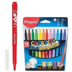 Фломастеры MAPED (Франция) "Color Peps", 12 цветов, смываемые, трехгранные, 845020