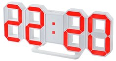 Настольные Электронные LED часы-будильник, белый корпус/красный циферблат Welly Well