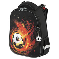 Ранец Brauberg PREMIUM с брелком Fireball, 38х29х16 см, 270598 черный