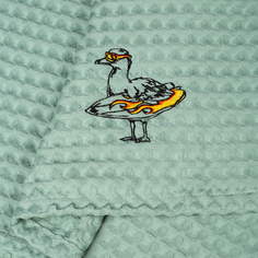 Полотенце вафельное с вышивкой Sea Albatross, банное 70х140 см Bellehome
