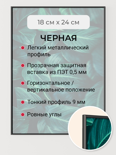 Фоторамка Первое ателье "Черная алюминиевая рамка 18х24 см"
