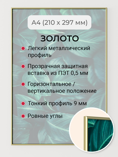 Фоторамка Первое ателье "Золотая алюминиевая рамка А4 (210х297 мм)"