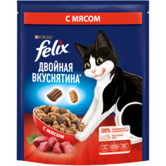 Сухой корм Felix Двойная Вкуснятина для взрослых кошек, с мясом, 200г