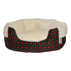 Лежак для животных Foxie Tartan 57 х 52 х 23 см овальный красно-зеленый