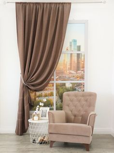 Штора классическая Amore Mio 75364 200*270 см Коричневая