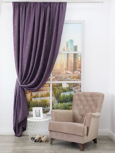 Штора классическая Amore Mio 26204 200*270 см Лиловая