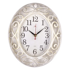 Часы настенные Рубин овальные 31х26 см, корпус белый с золотом "Классика" (3126-007)