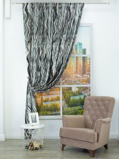 Штора классическая Amore Mio 26948 200*270 см Серо-бежевая