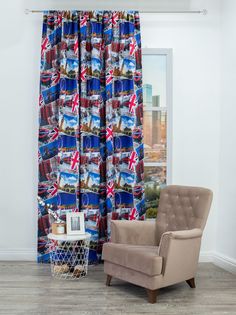 Штора классическая Amore Mio 21653 200*270 см Красная/синий/белая