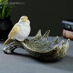 Подставка для мелочей Лосиный рог с птичкой акрил 28х15х14см Хорошие сувениры