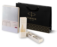 Подарочный набор: ежедневник серебристый и шариковая ручка Parker Jotter Russia SE 2126175